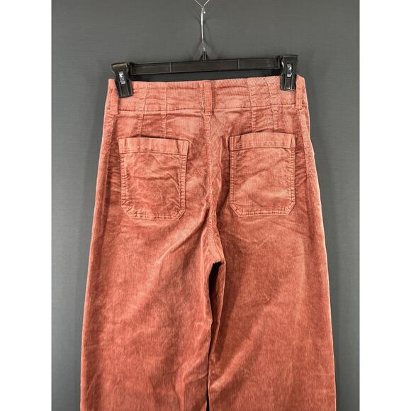 New Anthropologie Maeve 27 Tall Colette Cropped Corduroy Wide Leg Pants Orange - Picture 6 of 10